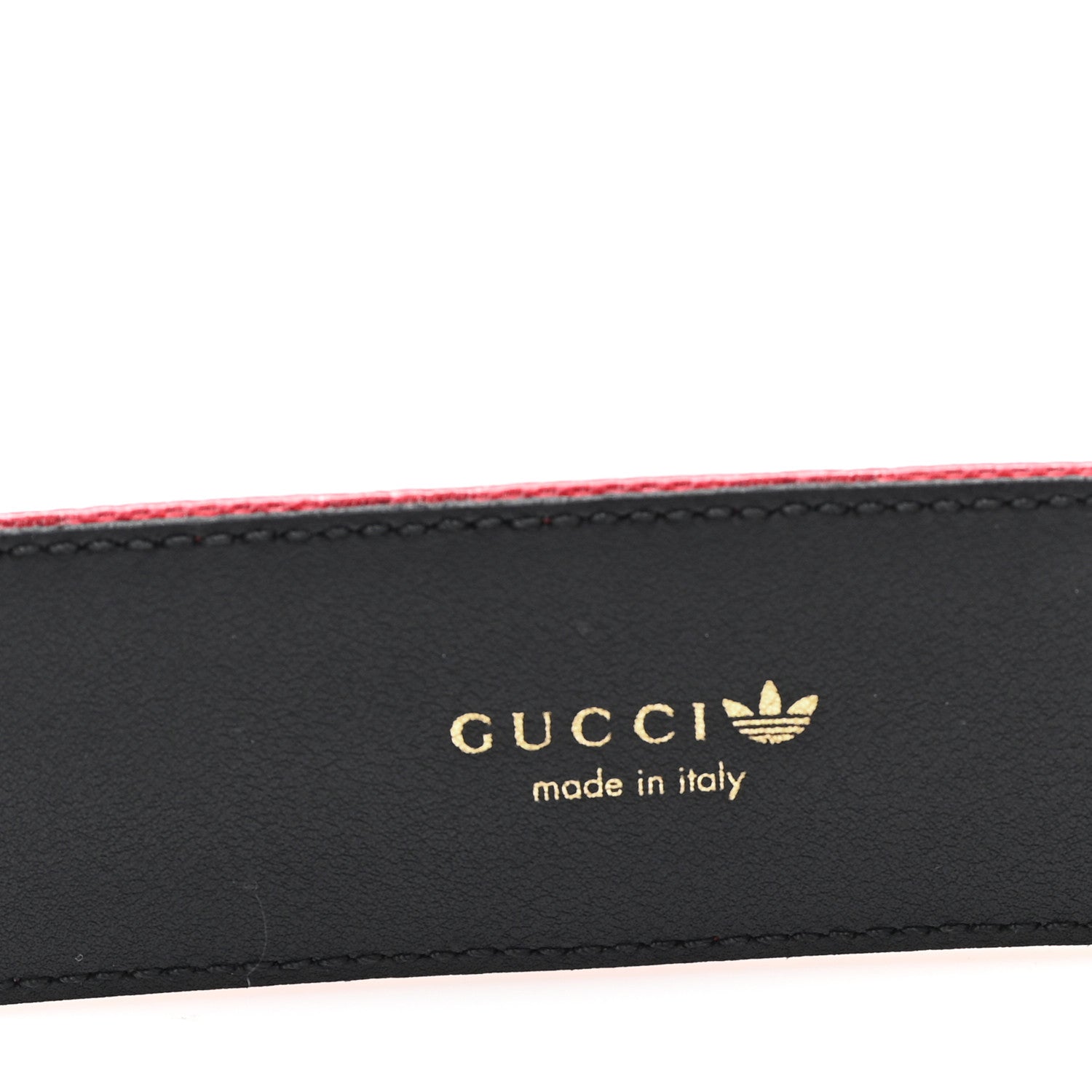 Gucci X ADIDAS Crystal Vintage Monogram Textured Dollar Calfskin Double G 40mm Belt 75 30 Hibiscus Red Off White Black 3 of 6