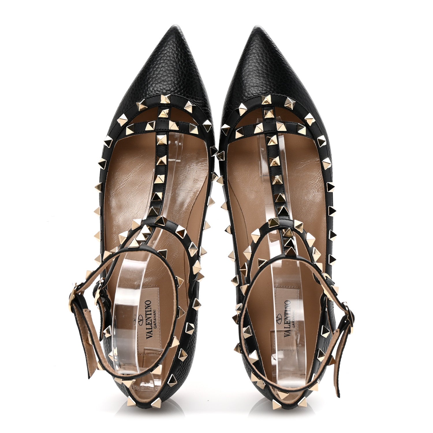 Valentino Garavani Calfskin Nappa Rockstud Cage Ballerina Flats 41 Black 2 of 9