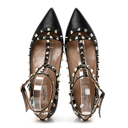 Valentino Garavani Calfskin Nappa Rockstud Cage Ballerina Flats 41 Black 2 of 9