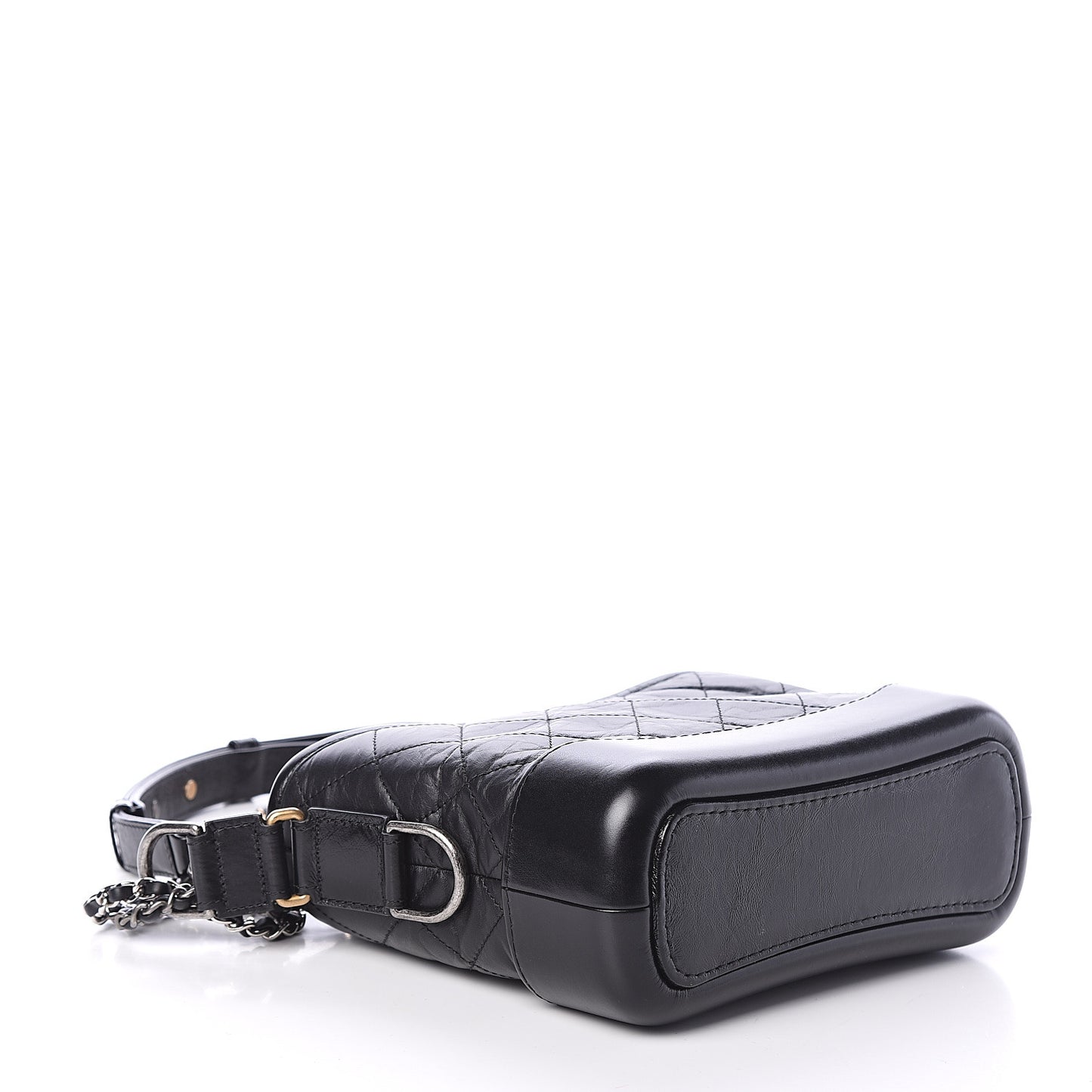 Aged Calfskin Quilted Small Gabrielle Hobo Black
