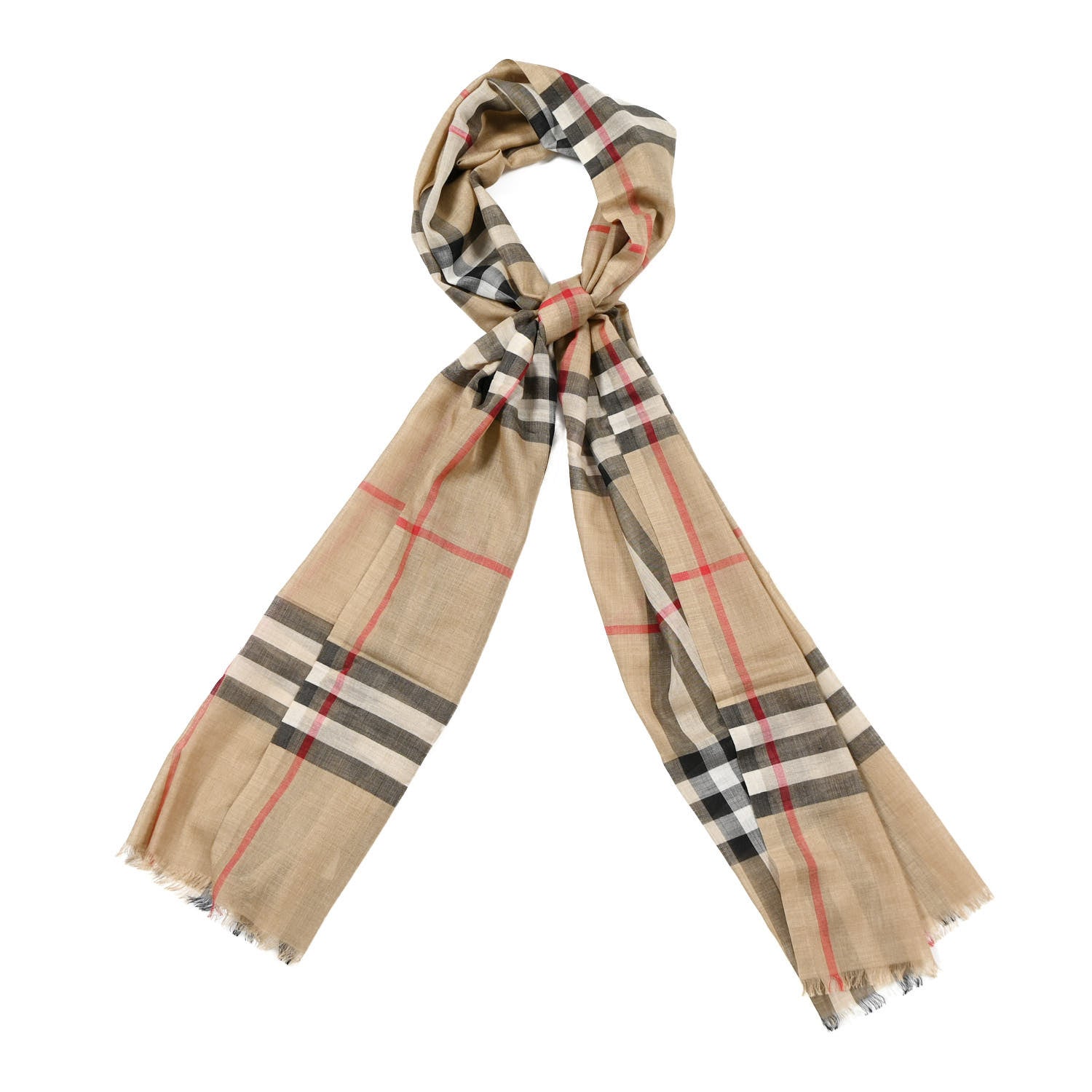 Burberry Wool Silk Gauze Giant Check Scarf Archive Beige 2 of 4