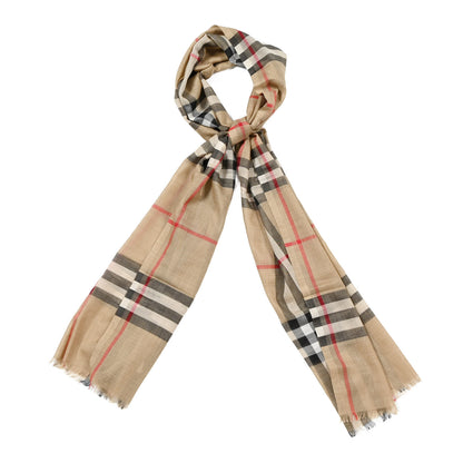 Burberry Wool Silk Gauze Giant Check Scarf Archive Beige 2 of 4