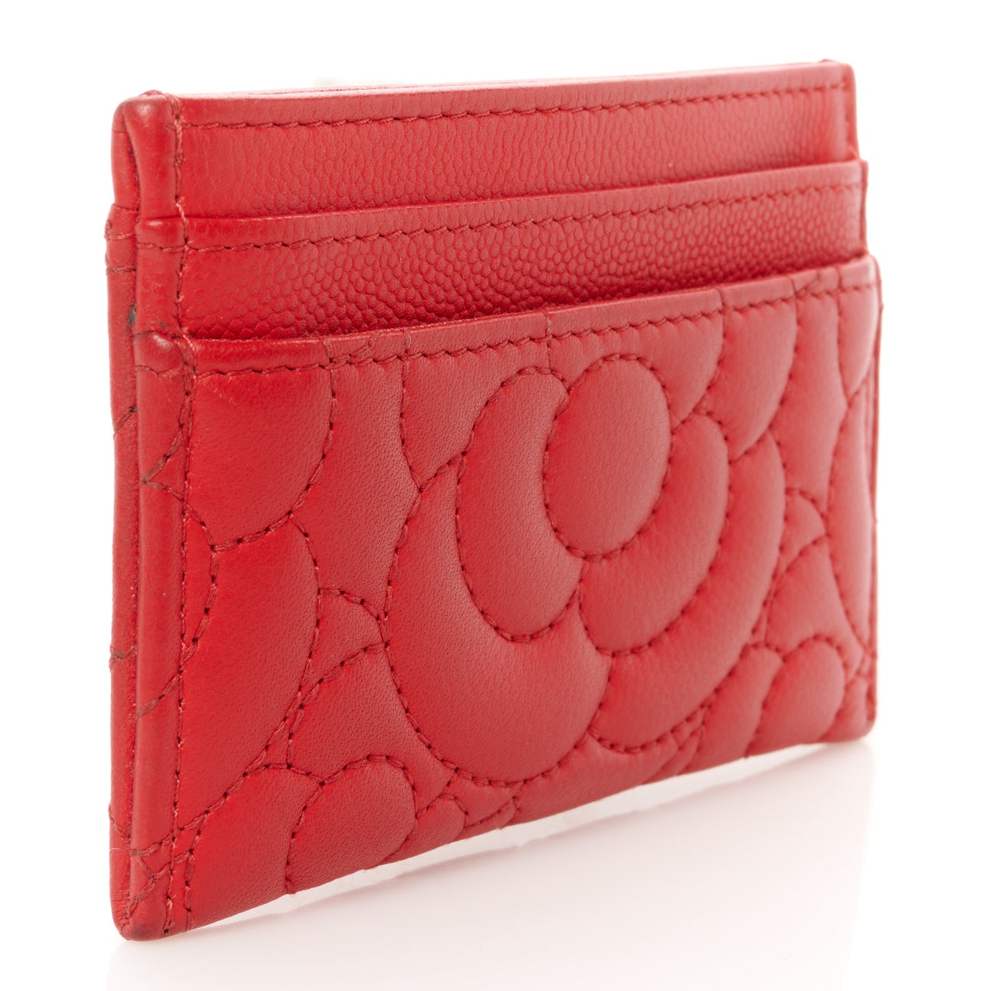 Caviar Camellia Embossed Card Holder Red