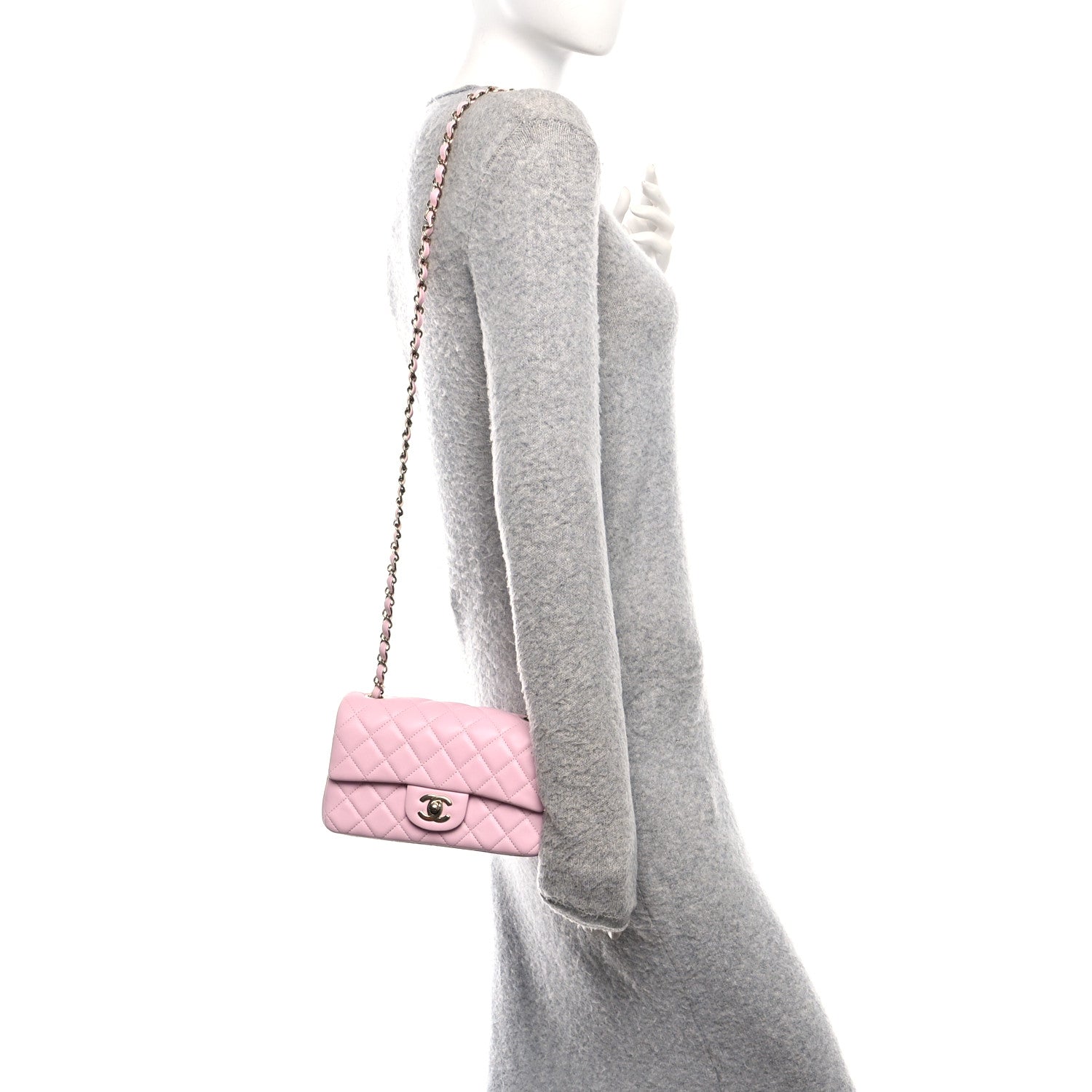 Chanel Lambskin Quilted Mini Rectangular Flap Light Pink 2 of 11