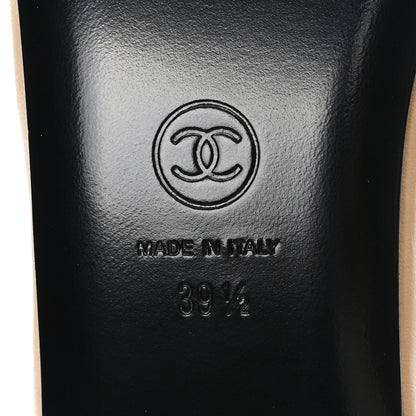 Chanel Lambskin Shiny Goatskin Calfskin Ballerina Flats 39.5 Beige Black 7 of 10