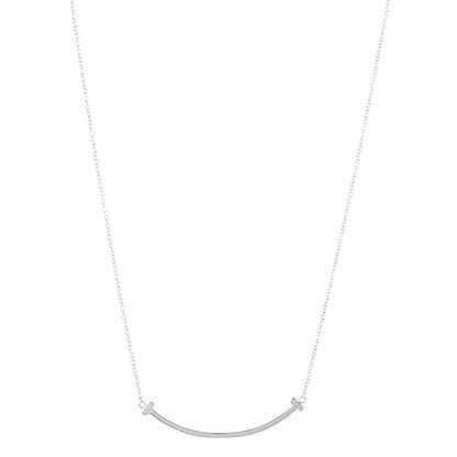 Tiffany 18K White Gold Small T Smile Pendant Necklace 1 of 6