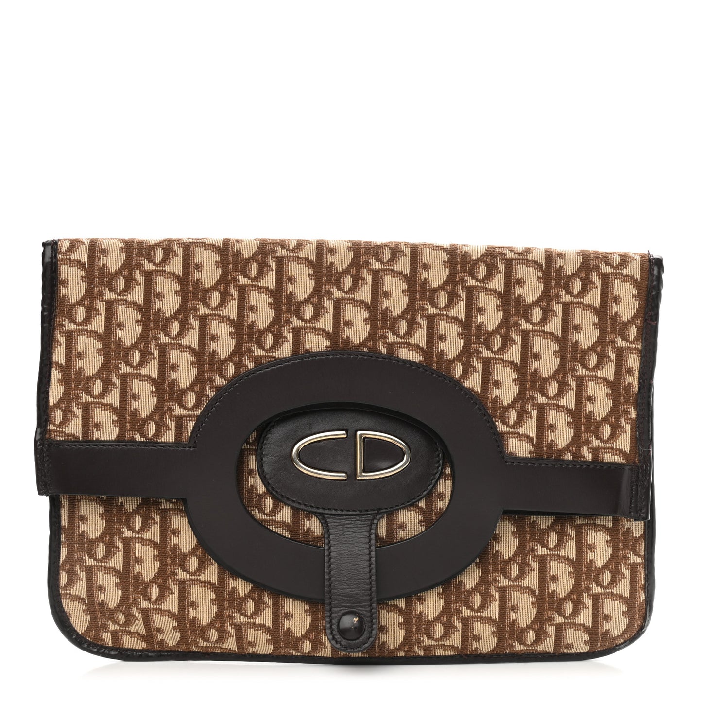 Monogram Fold Over Clutch Brown
