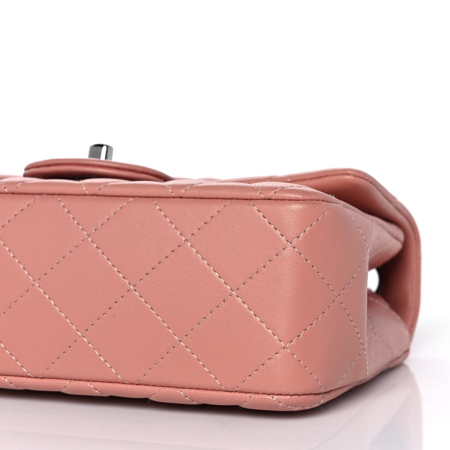 Lambskin Quilted Mini Rectangular Flap Dark Pink