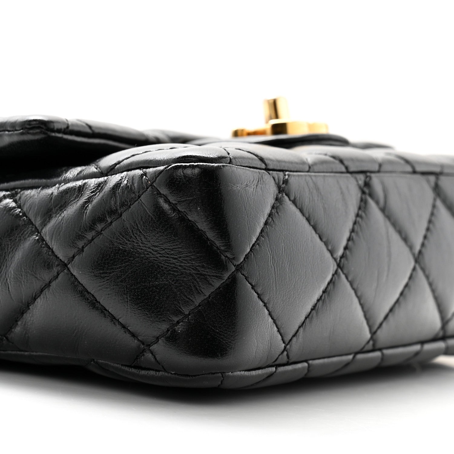 Chanel Shiny Lambskin Quilted Golden Links Top Handle Flap Black 9 of 11