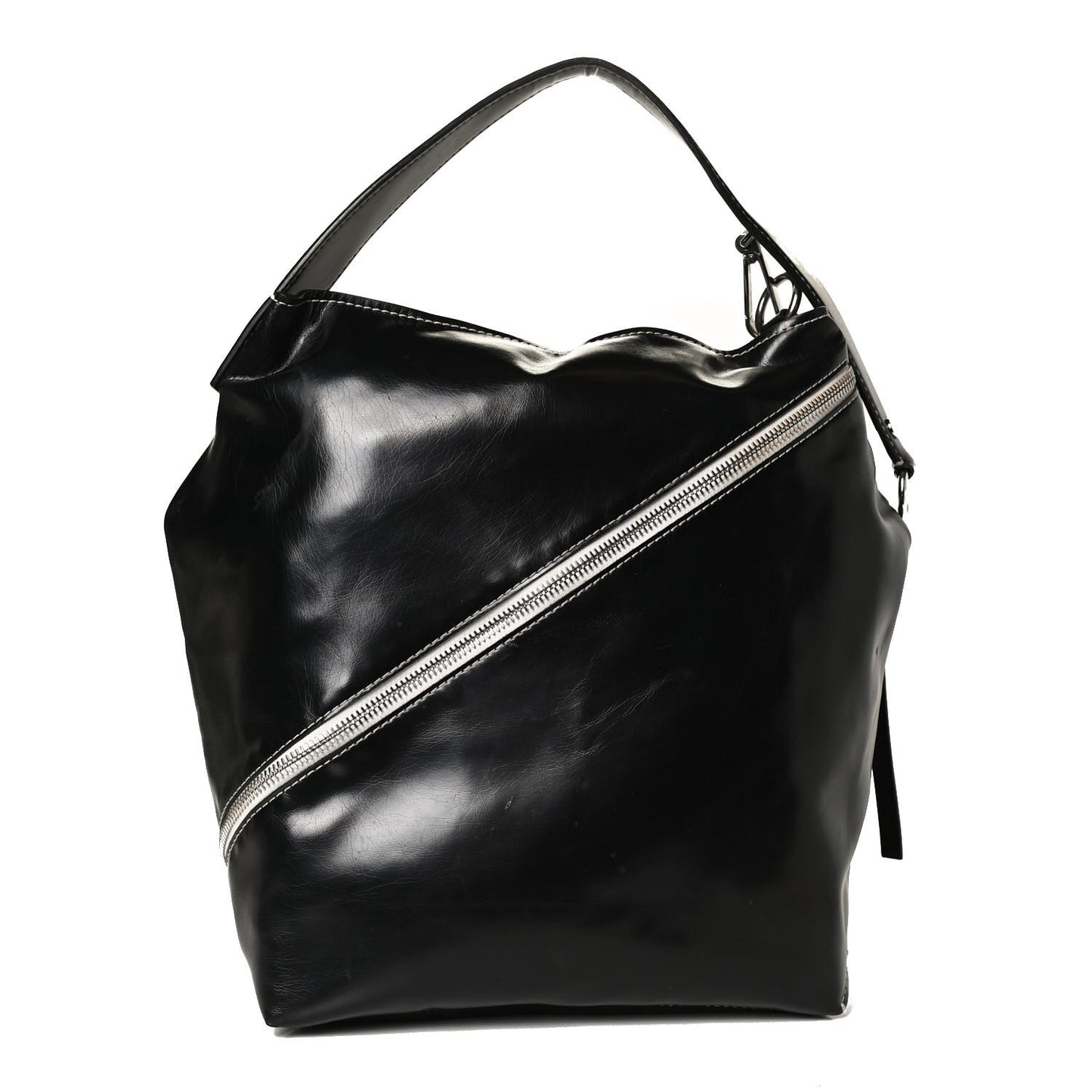 Calfskin Large Cire Zip Hobo Black
