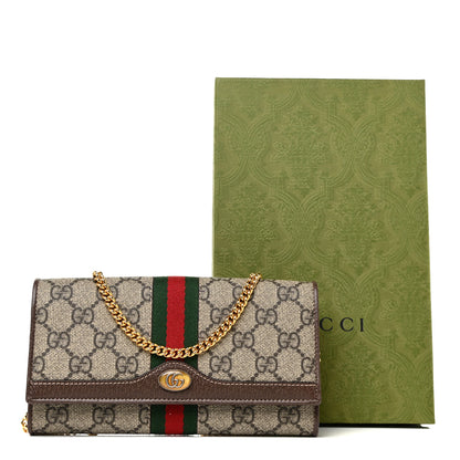 Gucci GG Supreme Monogram Web Ophidia Wallet On Chain Brown 11 of 11