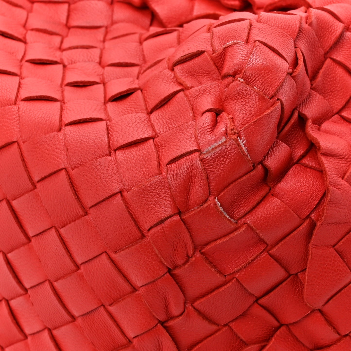 Nappa Intrecciato Ruffle Tote Red