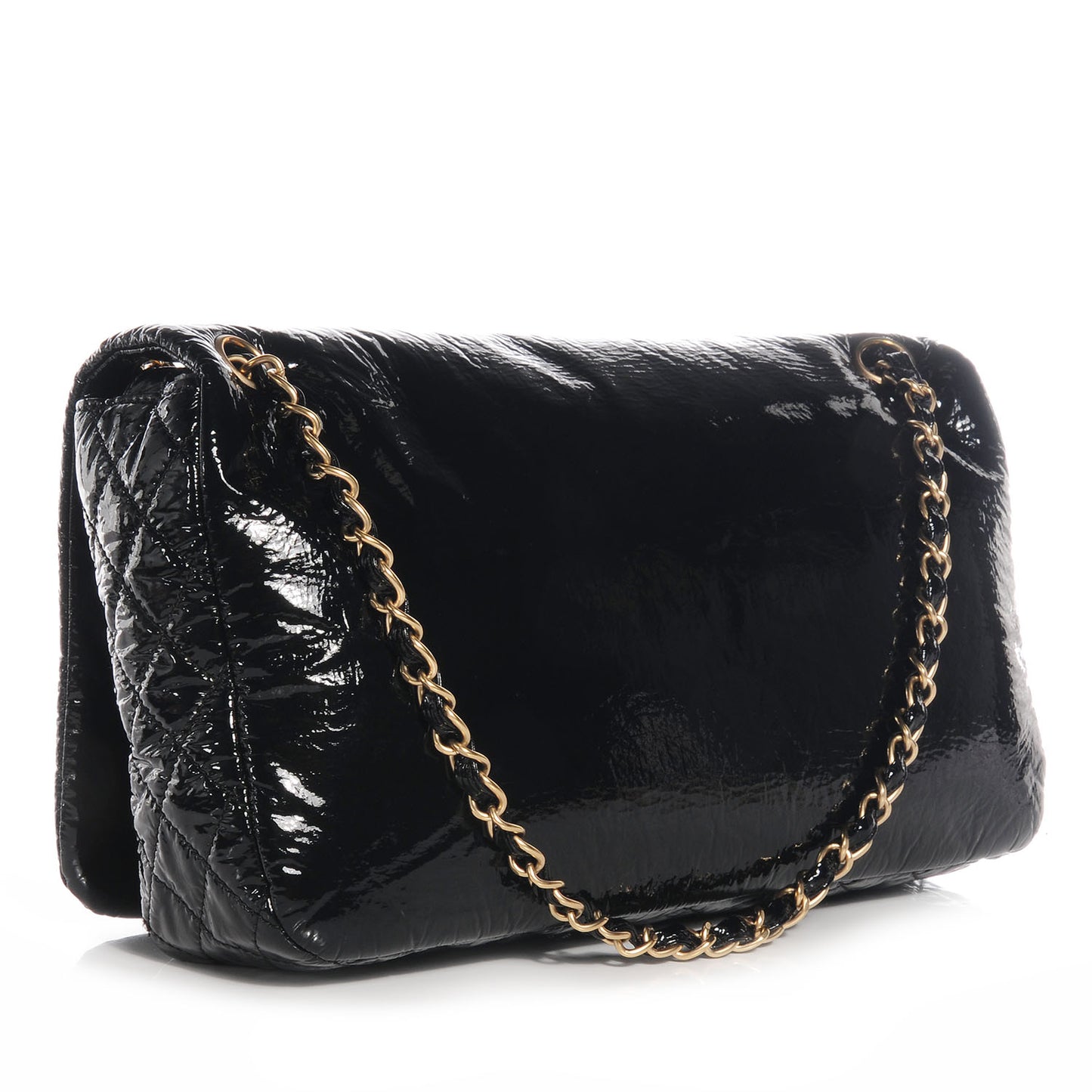 Vinyl Rock and Chain Medium Flap Black