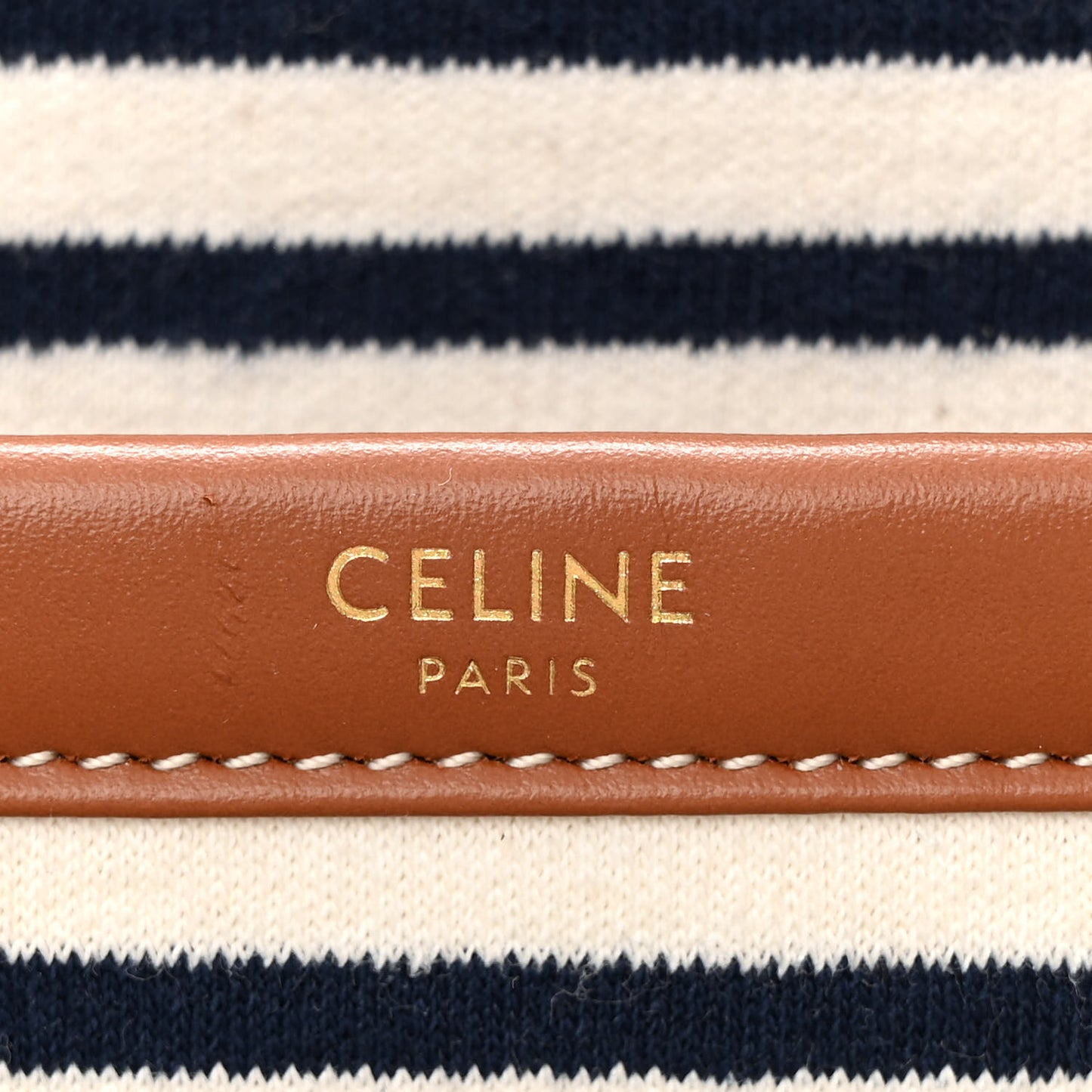 Canvas Calfskin Triomphe Large Cabas Navy Tan
