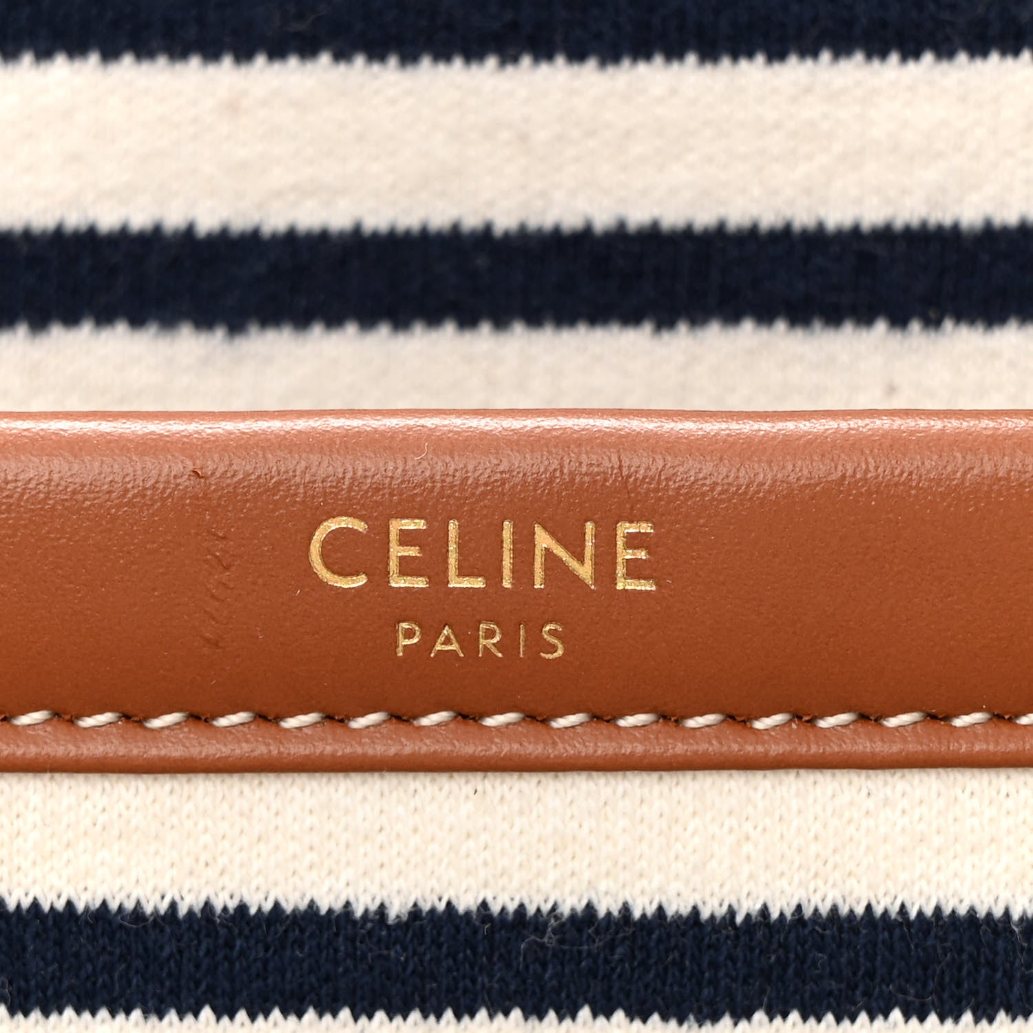 Celine Canvas Calfskin Triomphe Large Cabas Navy Tan 6 of 13