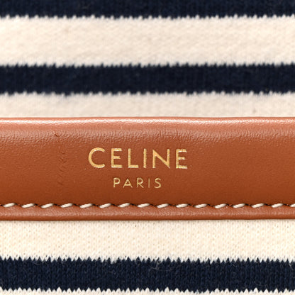 Celine Canvas Calfskin Triomphe Large Cabas Navy Tan 6 of 13