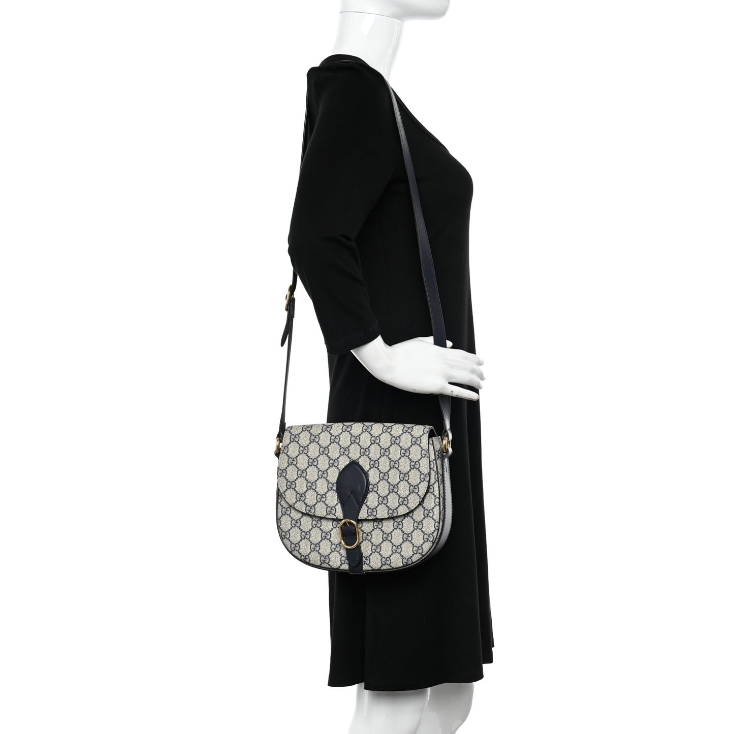 GG Supreme Monogram Small Messenger Shoulder Bag Beige Blue Navy