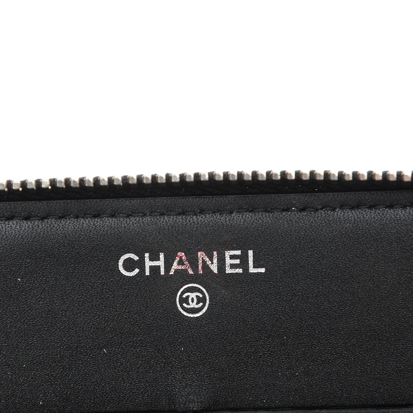 Patent Calfskin Quilted Zipped Clutch Black