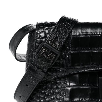 Balenciaga Extra Supple Calfskin Crocodile Embossed Monochrome XS Downtown Shoulder Bag Black 7 of 12