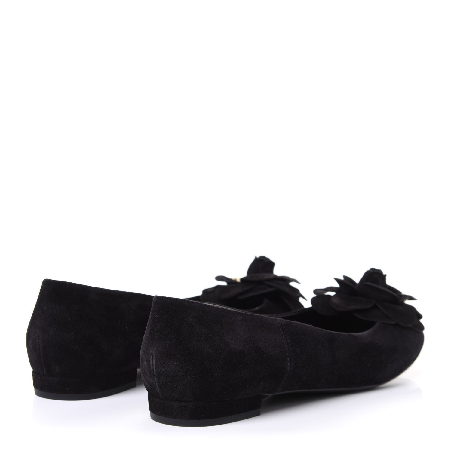 Chanel Suede Camellia CC Ballerina Flat 38.5 Black 4 of 10