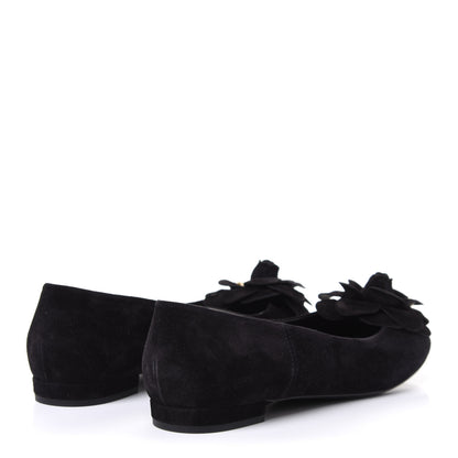 Chanel Suede Camellia CC Ballerina Flat 38.5 Black 4 of 10