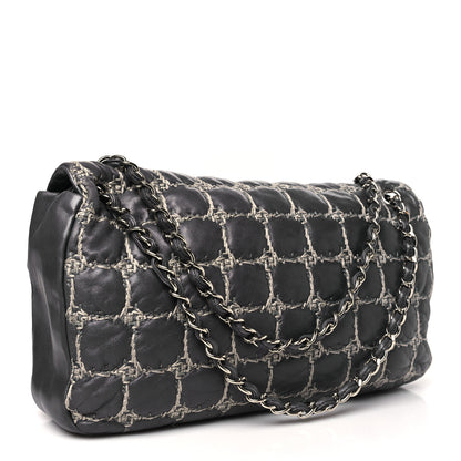 Chanel Lambskin Tweed Double Stitch Maxi Flap Grey 3 of 10