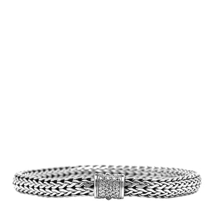 John Hardy Sterling Silver Diamond 6.5mm Classic Chain Bracelet 1 of 6