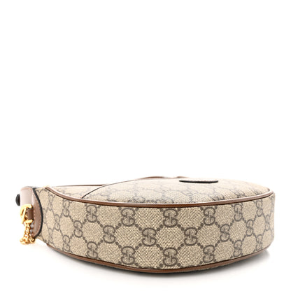 Gucci GG Supreme Monogram Azalea Calfskin Mini Retro Interlocking G Half Moon Bag Beige Ebony Brown Sugar 4 of 14