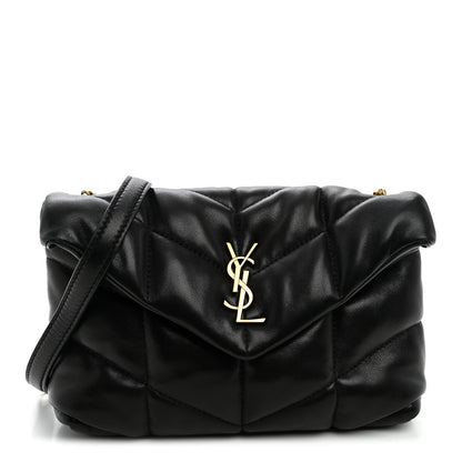 Saint Laurent Lambskin Quilted Toy Loulou Puffer Monogram Chain Satchel Black 1 of 9
