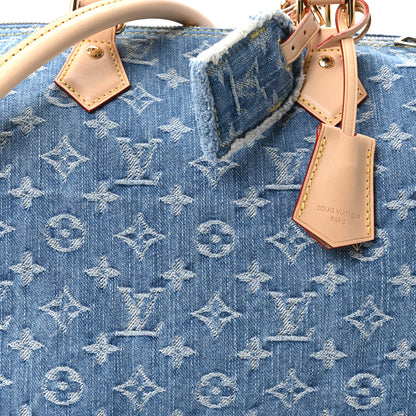 Louis Vuitton Monogram Denim Speedy Soft 30 Blue 8 of 10