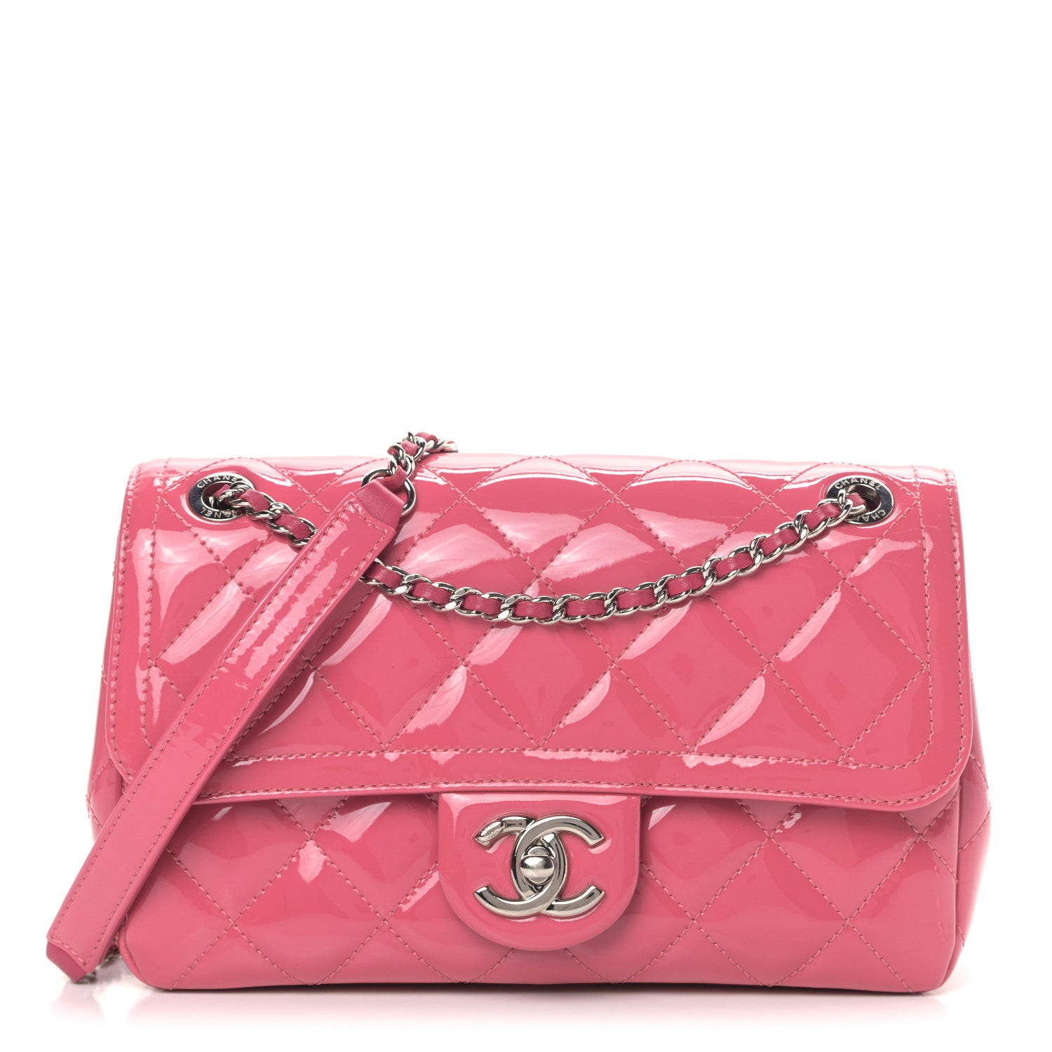 Chanel Patent Quilted Small Coco Shine Flap Pink 1 of 10