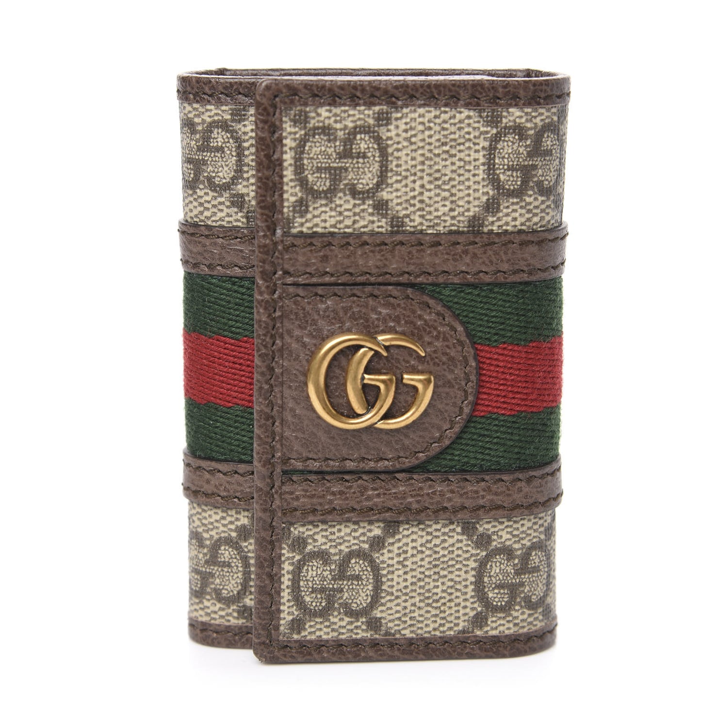 GG Supreme Monogram Web Ophidia 6 Key Holder Case Beige New Acero