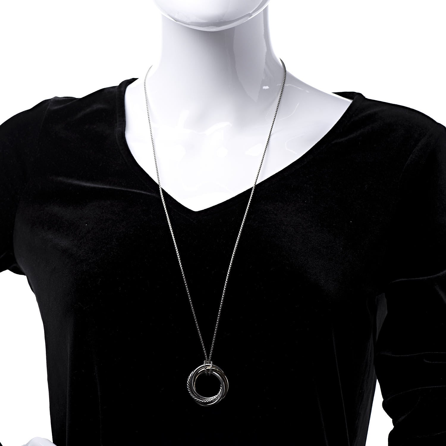 David Yurman Sterling Silver 14K Yellow Gold 37mm Crossover Pendant Necklace 2 of 5