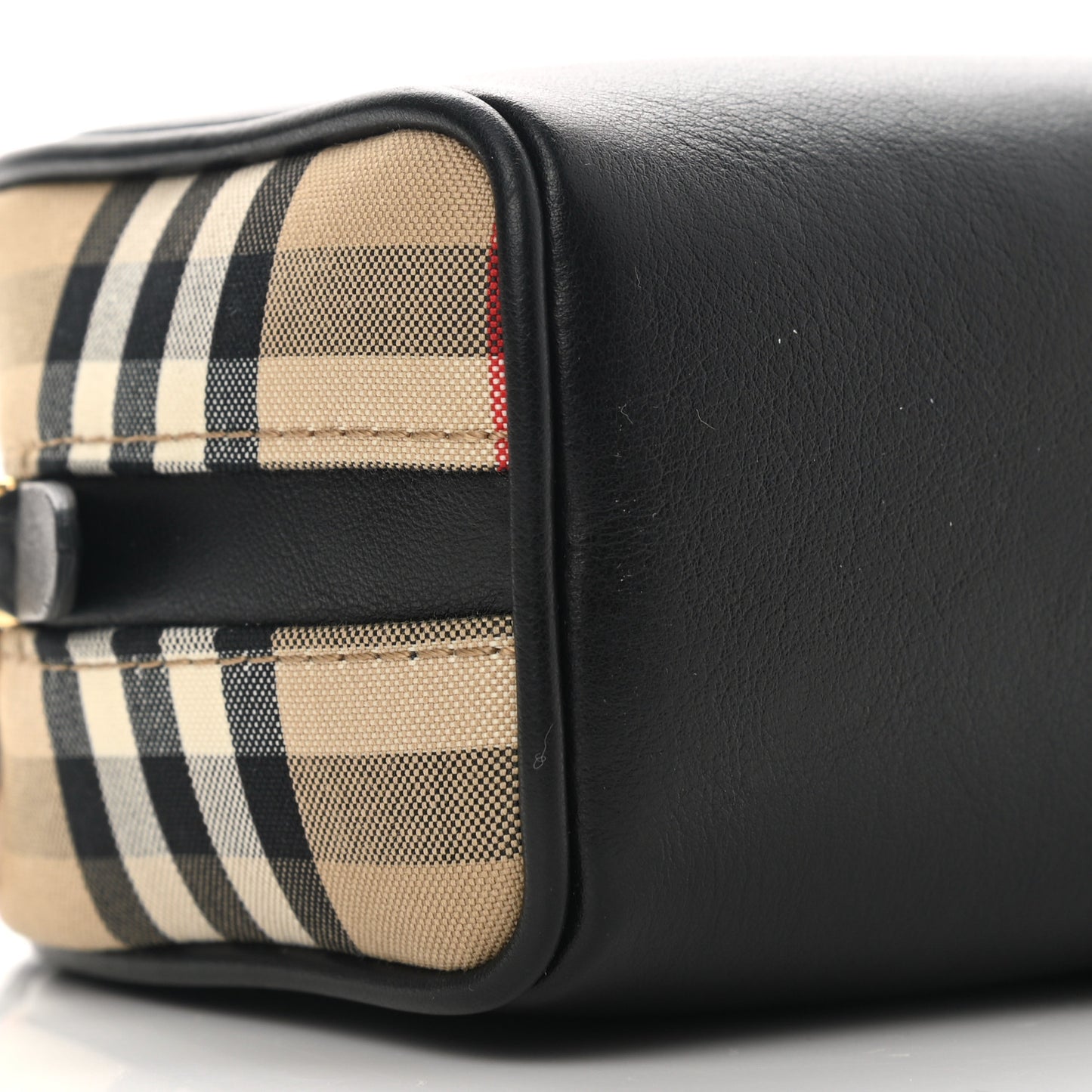 Calfskin Vintage Check Half Cube Crossbody Bag Black