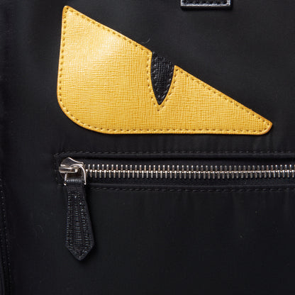 Fendi Nylon Vitello Elite Monster Eyes Tote Black Yellow 9 of 10