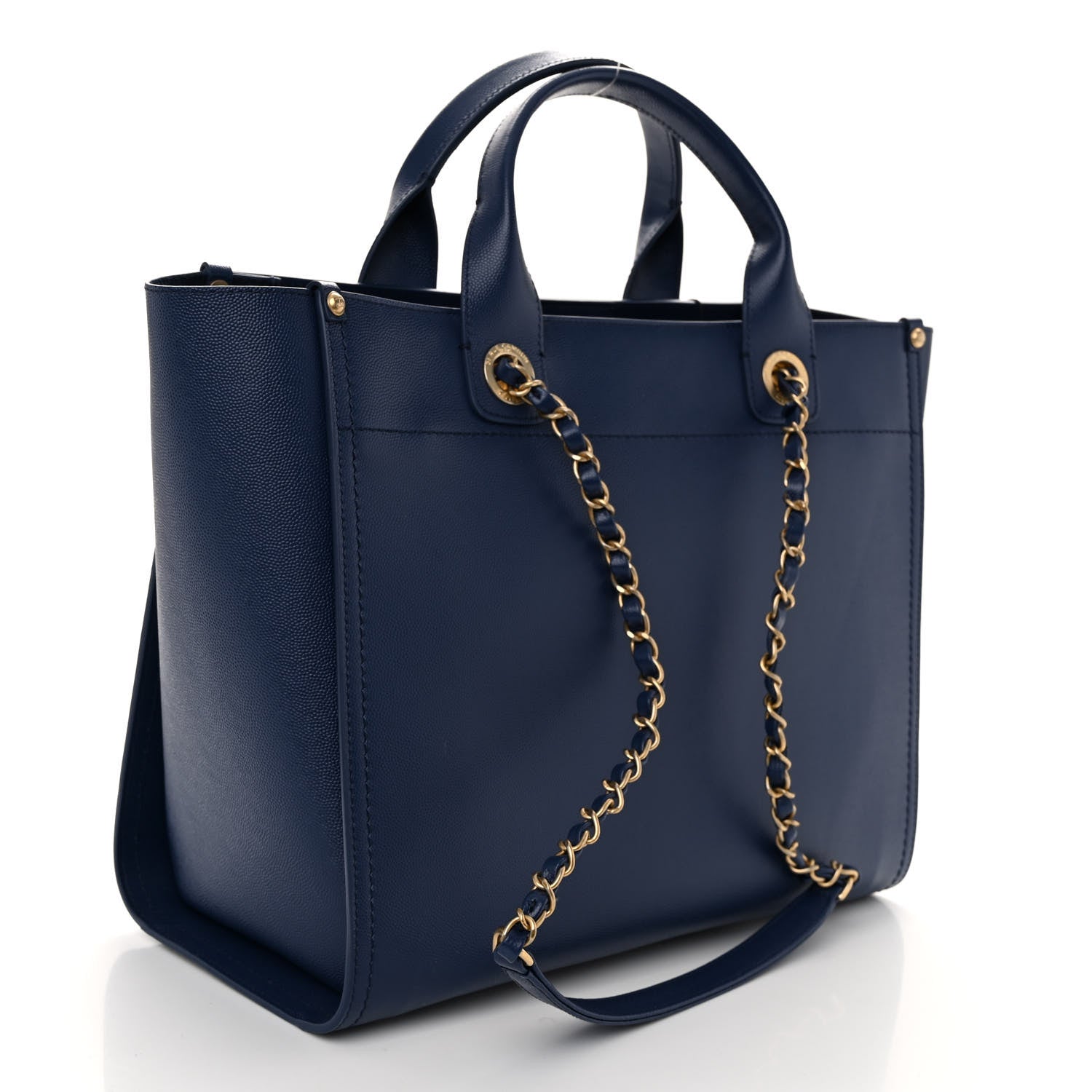 Chanel Caviar Small Studded Deauville Tote Navy 3 of 9