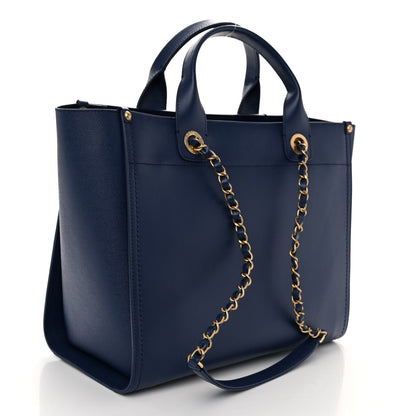 Chanel Caviar Small Studded Deauville Tote Navy 3 of 9