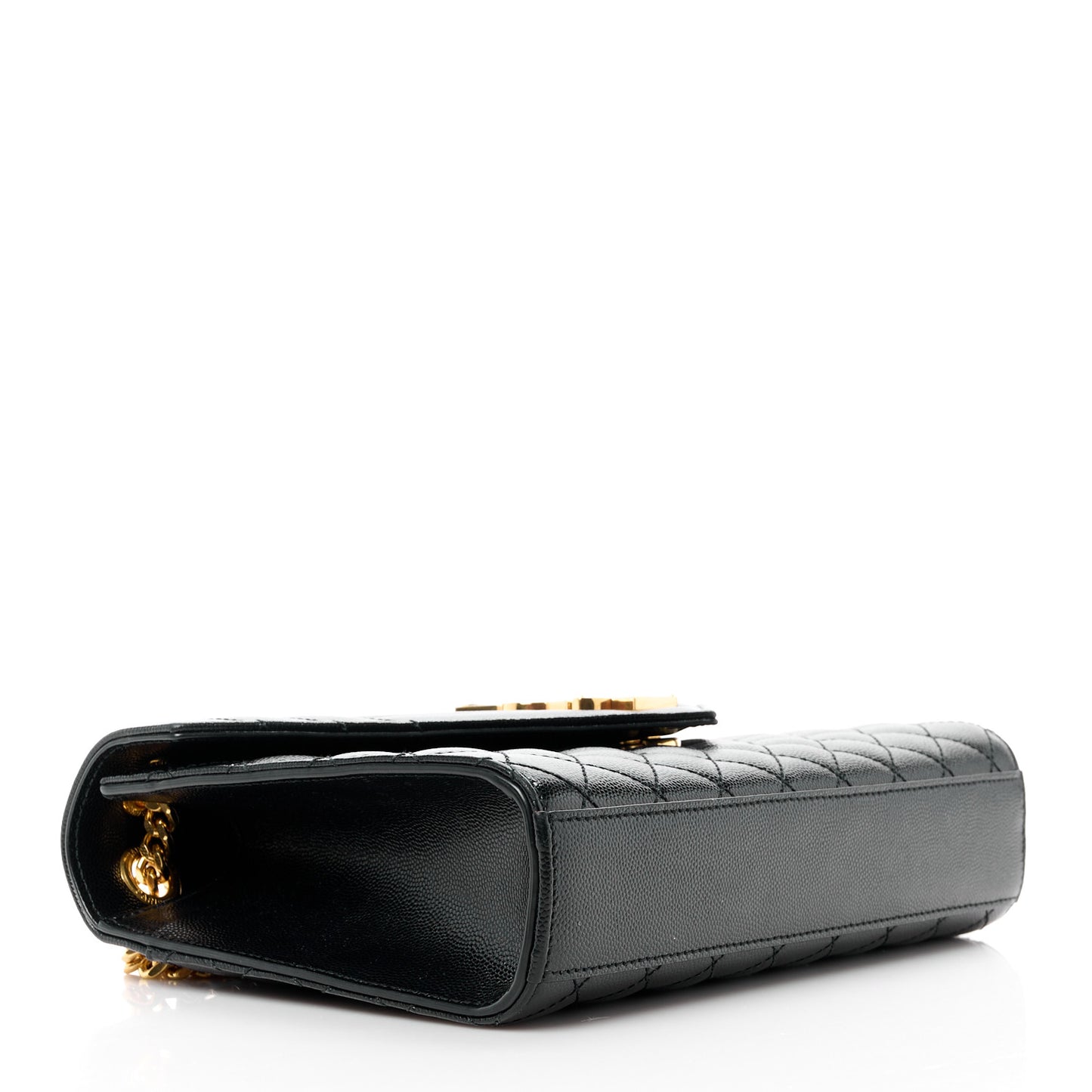 SAINT LAURENT Grain De Poudre Textured Mixed Matelasse Triquilt Medium Monogram Satchel Black