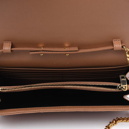 Saint Laurent Grain De Poudre Mixed Matelasse Triquilt Monogram Chain Wallet Dune 3 of 3