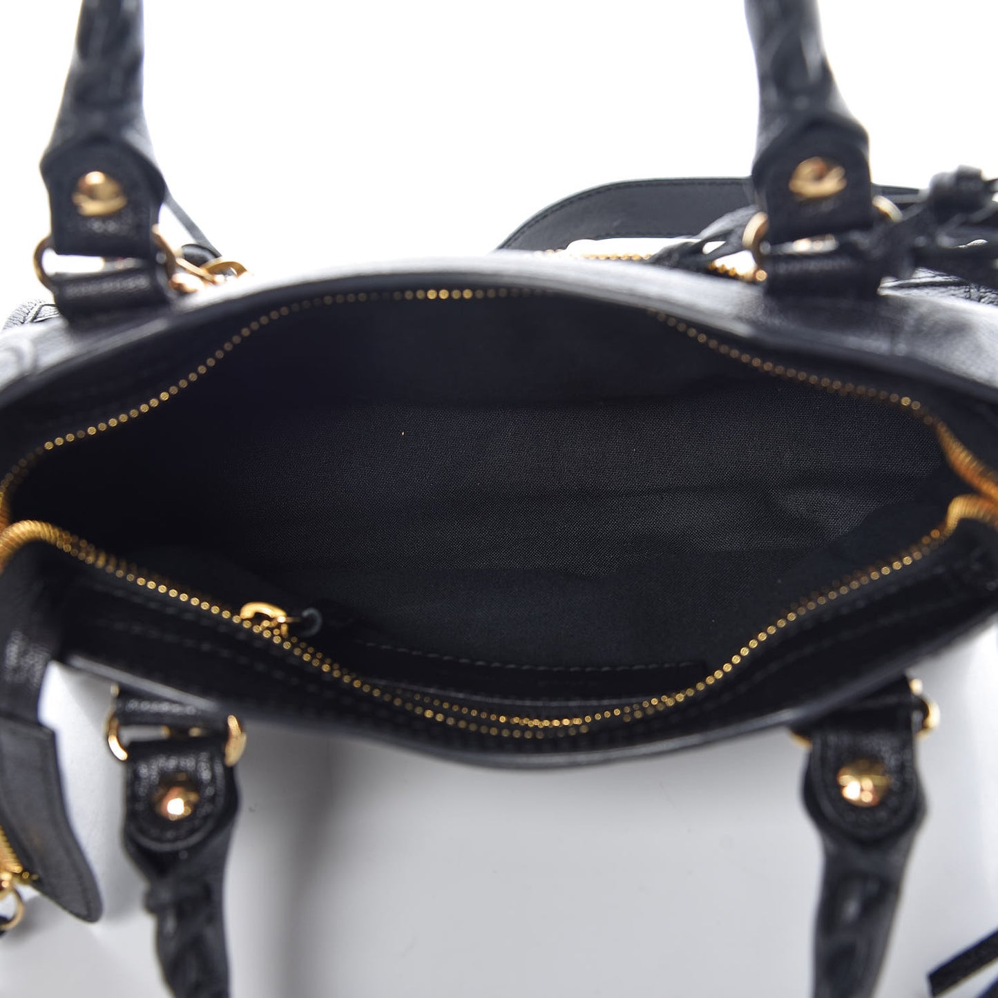 Chevre Gold Metallic Edge Hardware Mini City Black