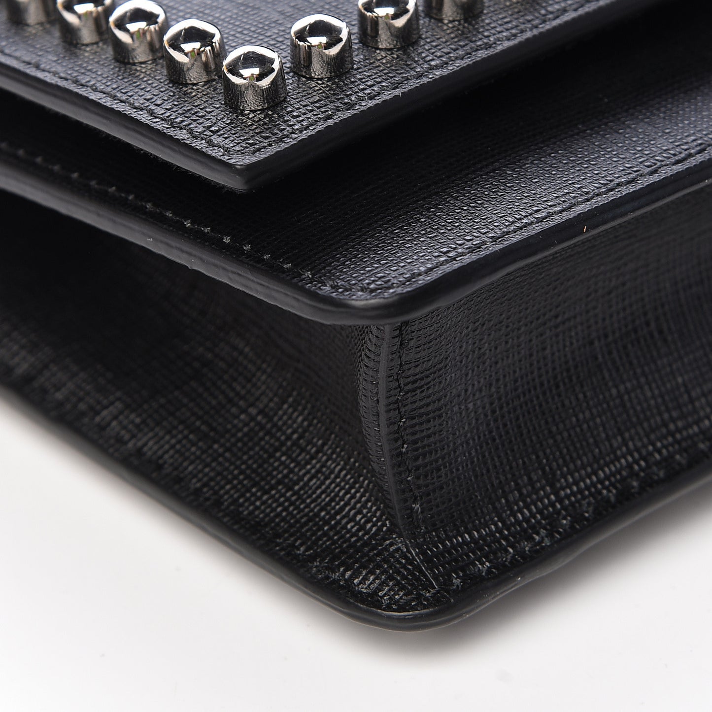 Vitello Elite Mink Fur Studded Karlito Tube Wallet on Chain Black