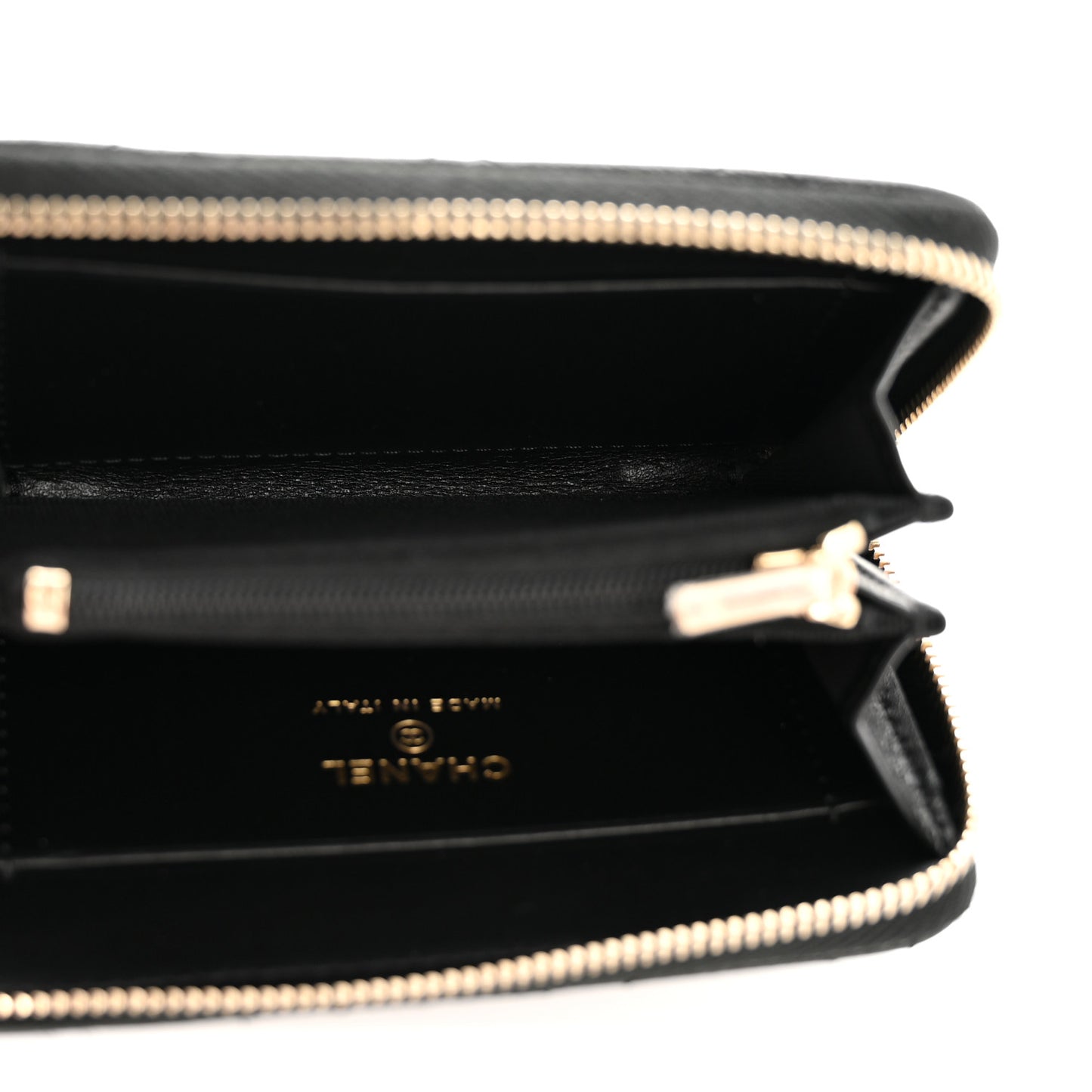 Caviar Crystal Quilted CC Zip Coin Purse Black