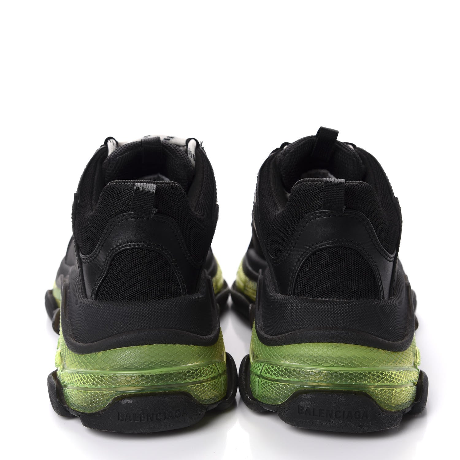 Balenciaga Fabric Mesh Clear Sole Mens Triple S Sneakers 42 Black Yellow Fluo 5 of 8