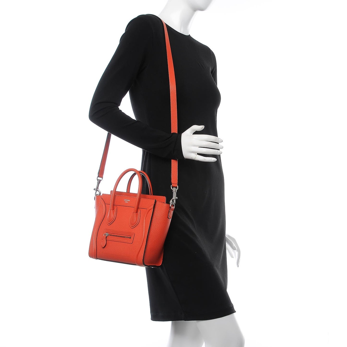 Drummed Calfskin Nano Luggage Vermillion
