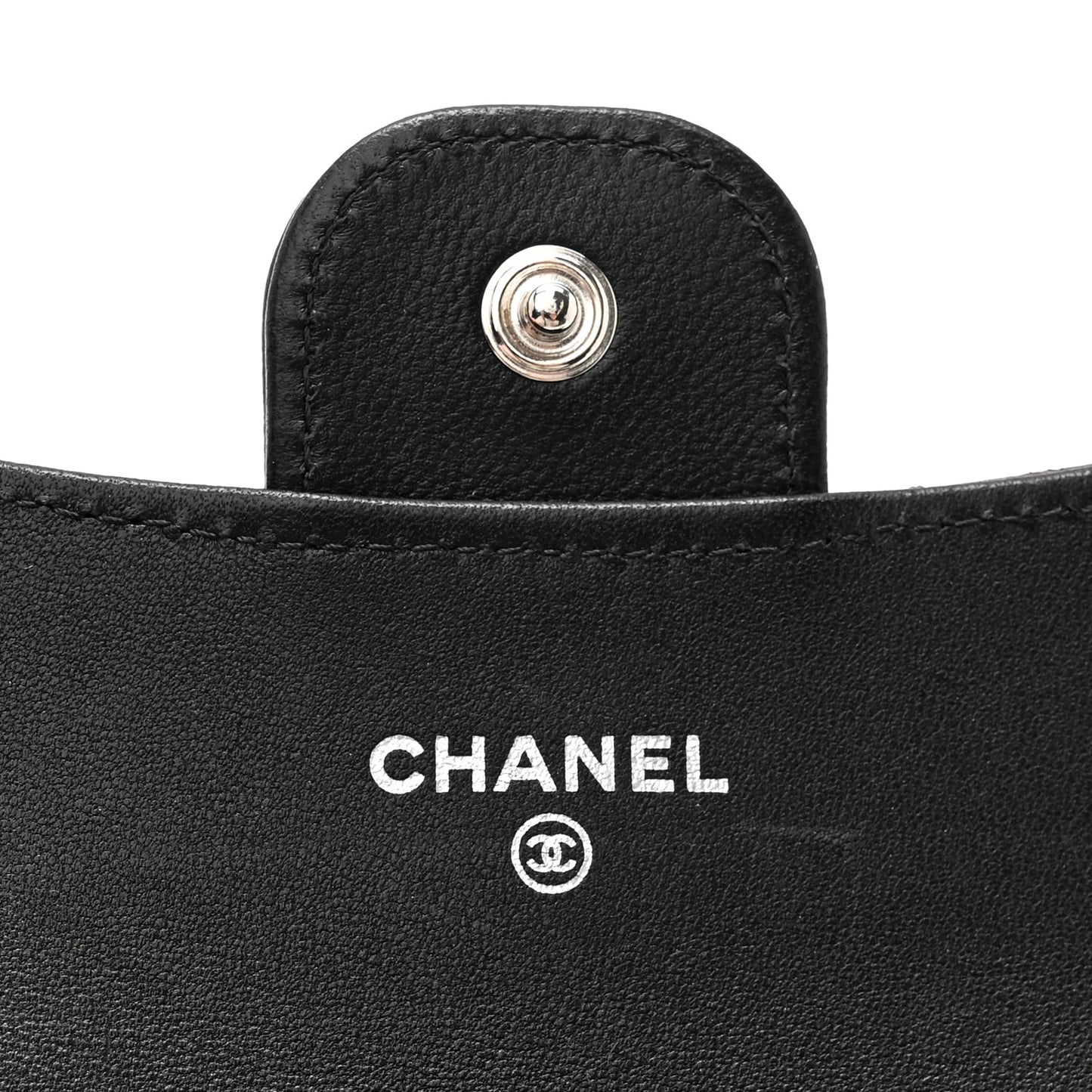 Lambskin Quilted Flap Card Holder Wallet Black