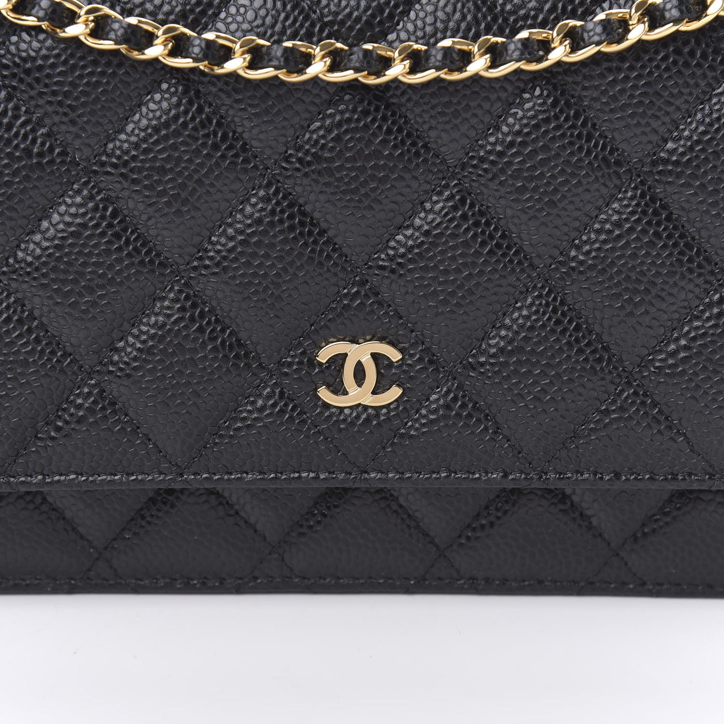 Caviar Quilted Wallet On Chain WOC Black