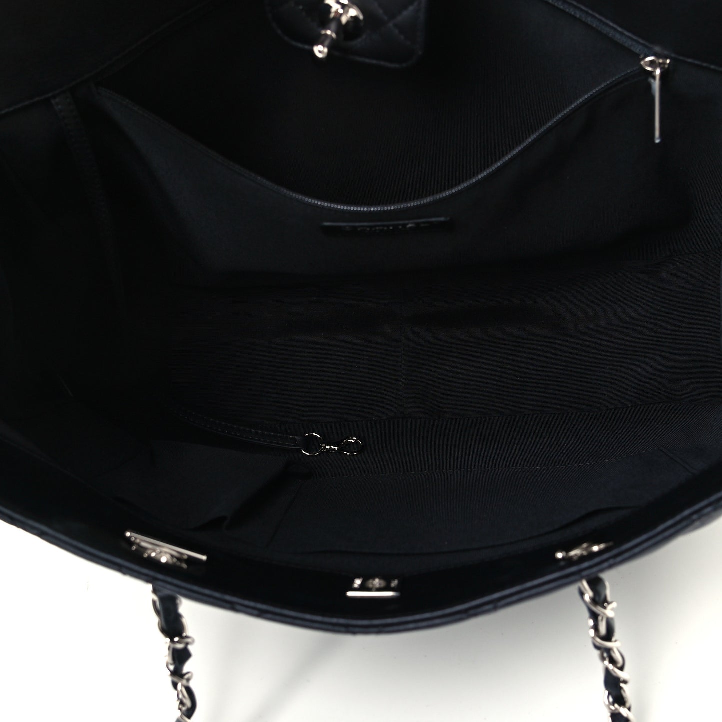Calfskin Quilted Large Classic Shopping Tote Black