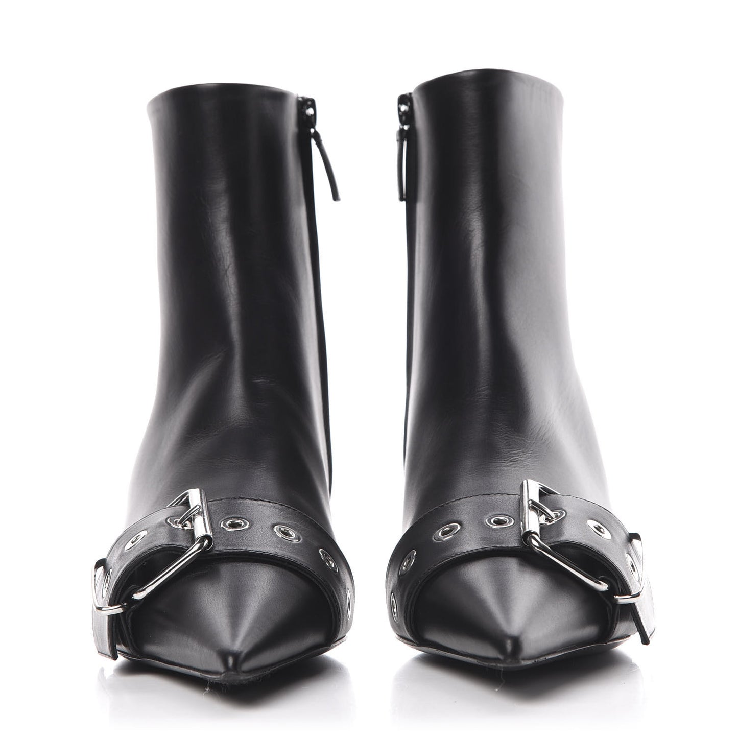 Shiny Calfskin 40mm Belt Booties 38.5 Black