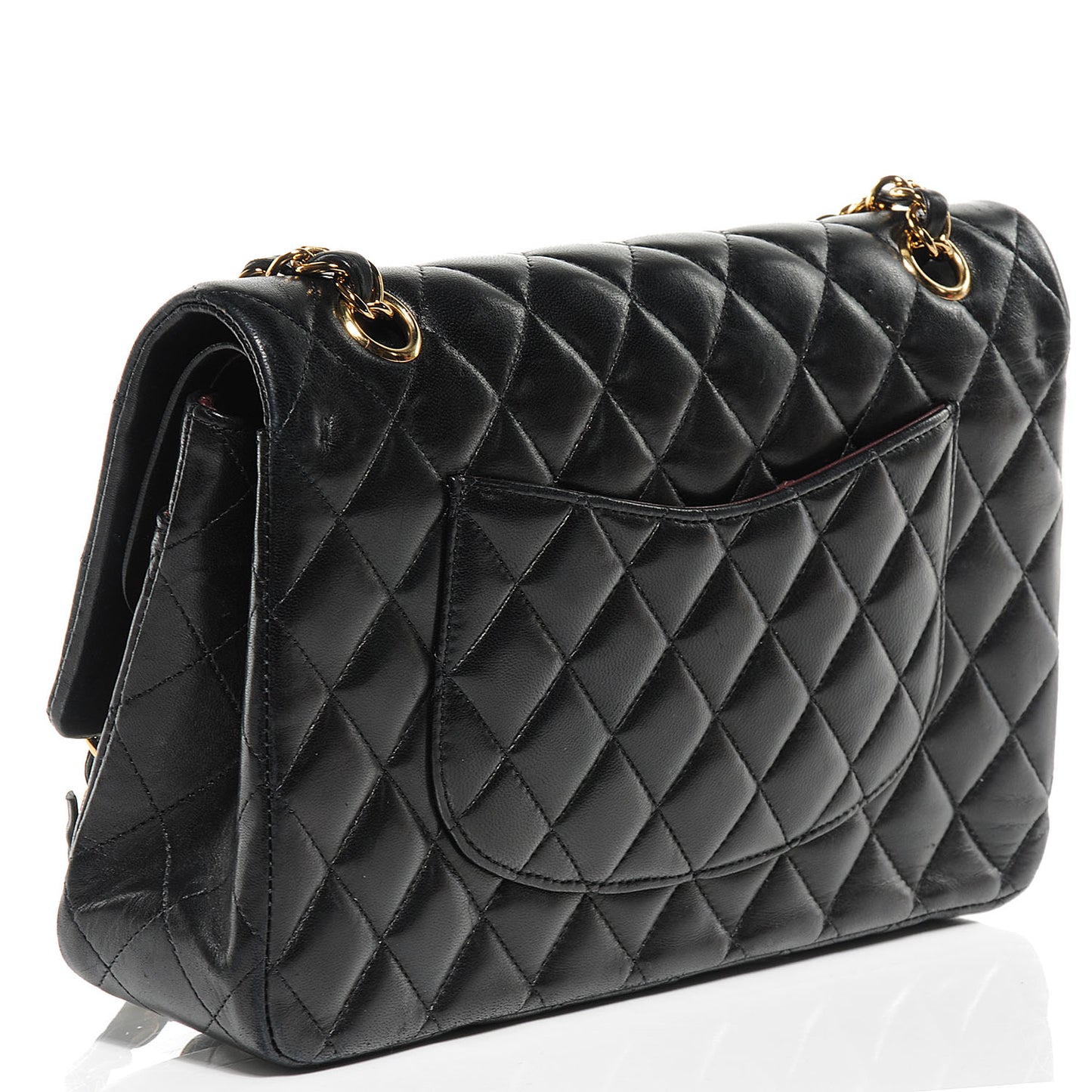 Lambskin Medium Double Flap Black