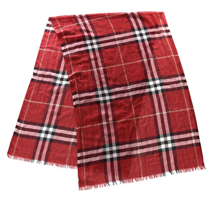 Burberry Wool Silk House Check Lightweight Scarf Red 2 of 4